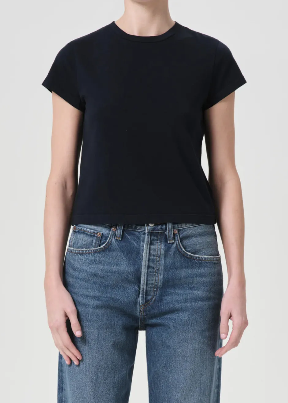 New - Adine Shrunken Tee - Storm Crop Tops