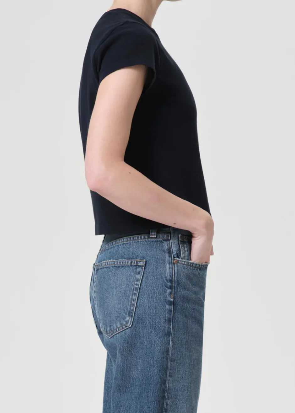 New - Adine Shrunken Tee - Storm Crop Tops
