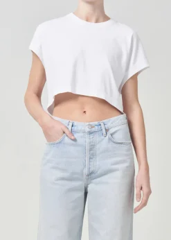 Sale - Aiden Tee - White Crop Tops