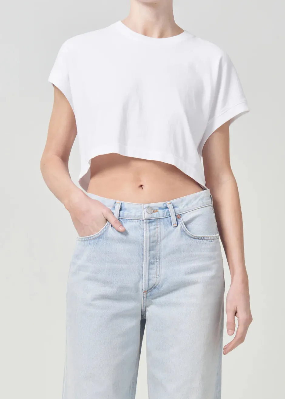 Sale - Aiden Tee - White Crop Tops