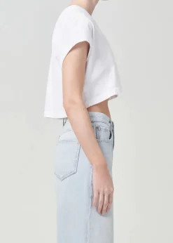 Sale - Aiden Tee - White Crop Tops