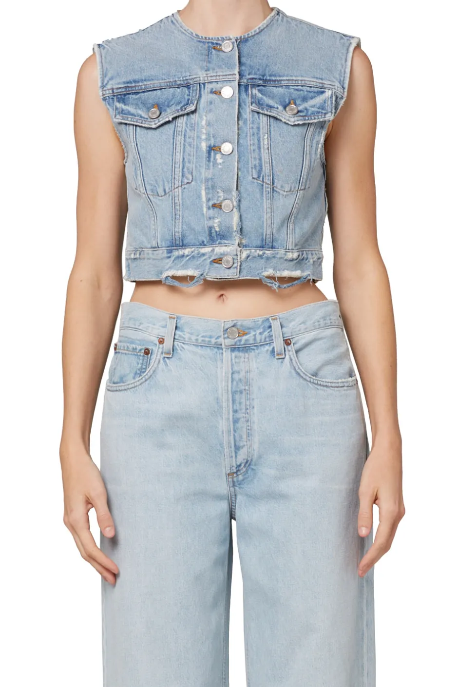 Discount - Leo Vest - Fray Denim | All Denim