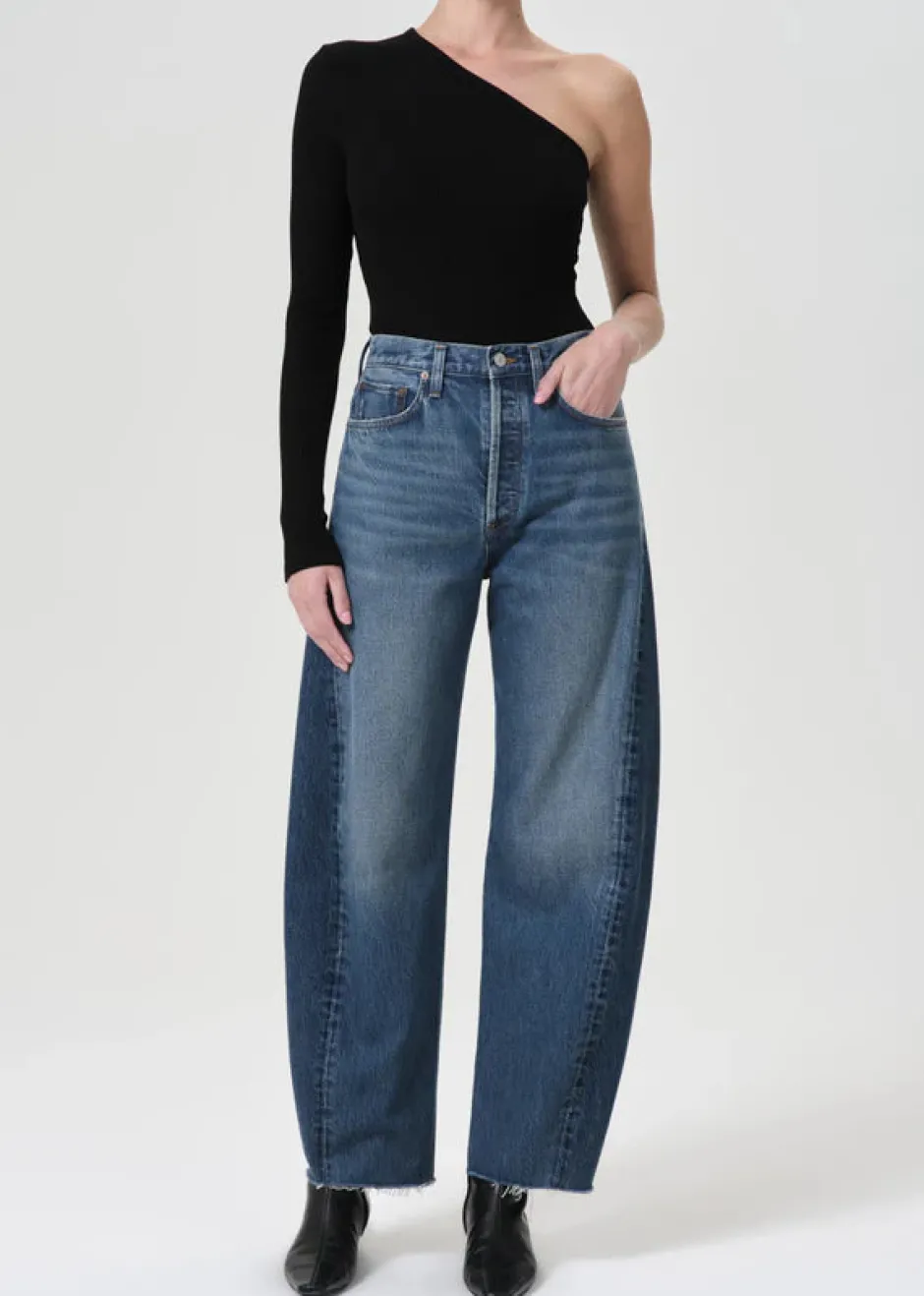 Sale - Luna High Rise Pieced Taper - Split High-Rise | Denim