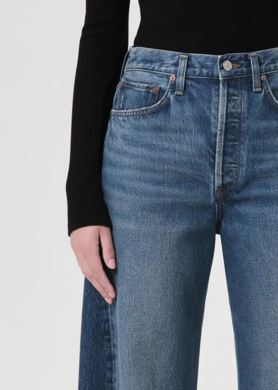 Sale - Luna High Rise Pieced Taper - Split High-Rise | Denim