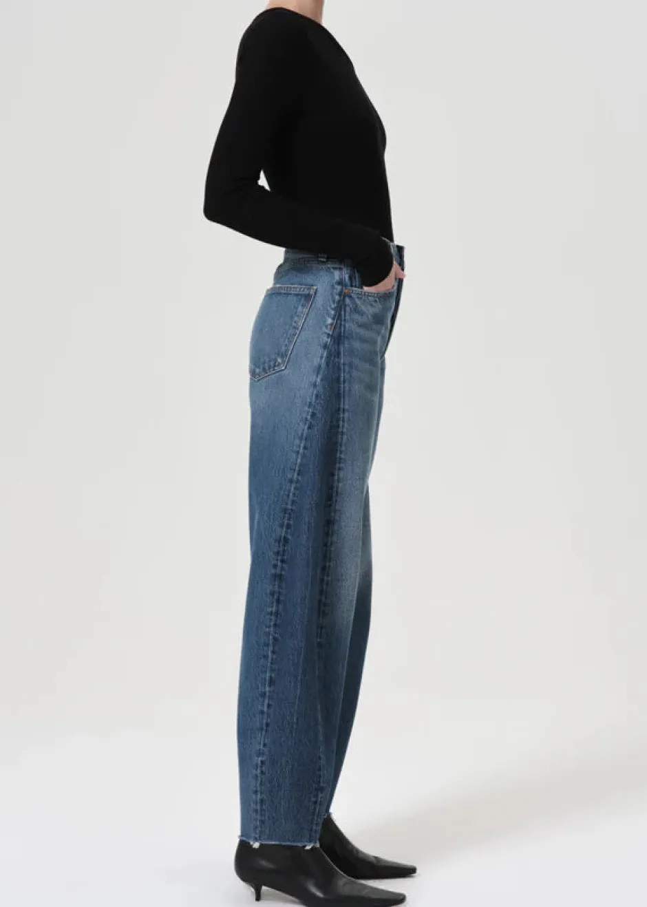 Sale - Luna High Rise Pieced Taper - Split High-Rise | Denim