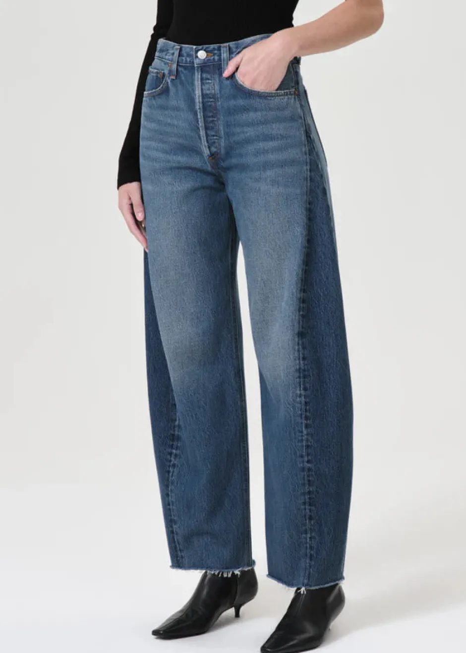Sale - Luna High Rise Pieced Taper - Split High-Rise | Denim