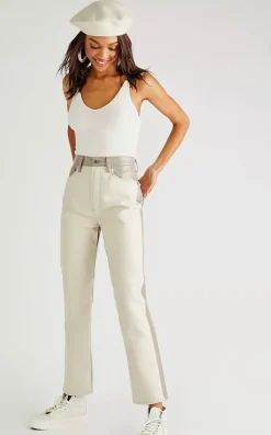 Clearance - Paneled Recycled Leather Pants - Powder Pants