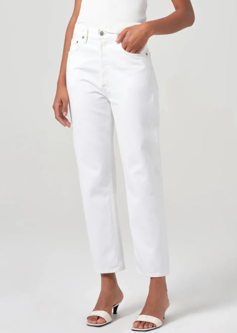 Outlet - 90'S Pinch Waist Crop Jean - Marshmallow High-Rise | Denim