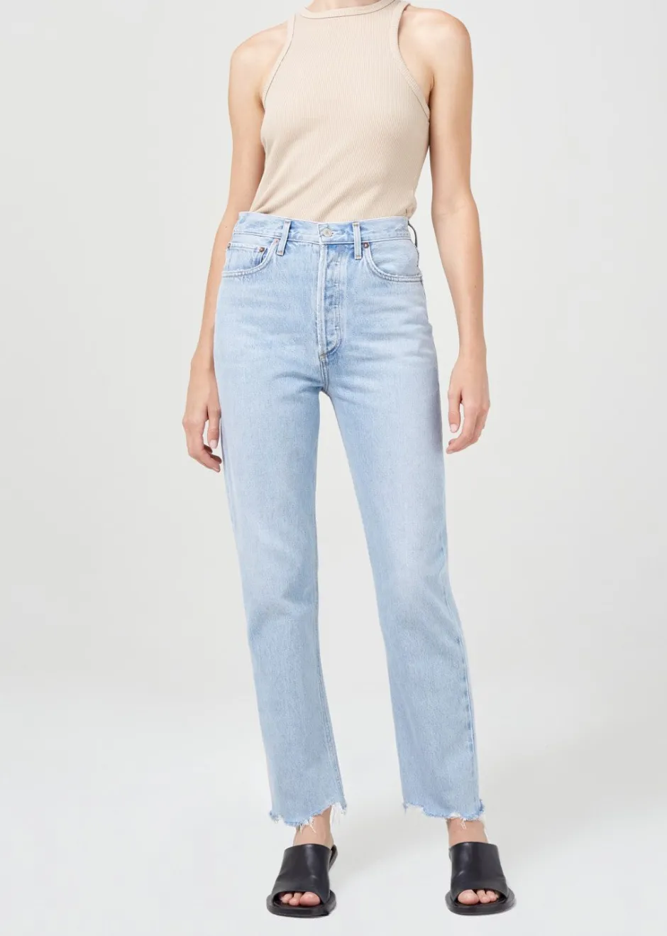 Clearance - 90’s Pinch Waist High Rise Straight - Imitate Denim | All Denim
