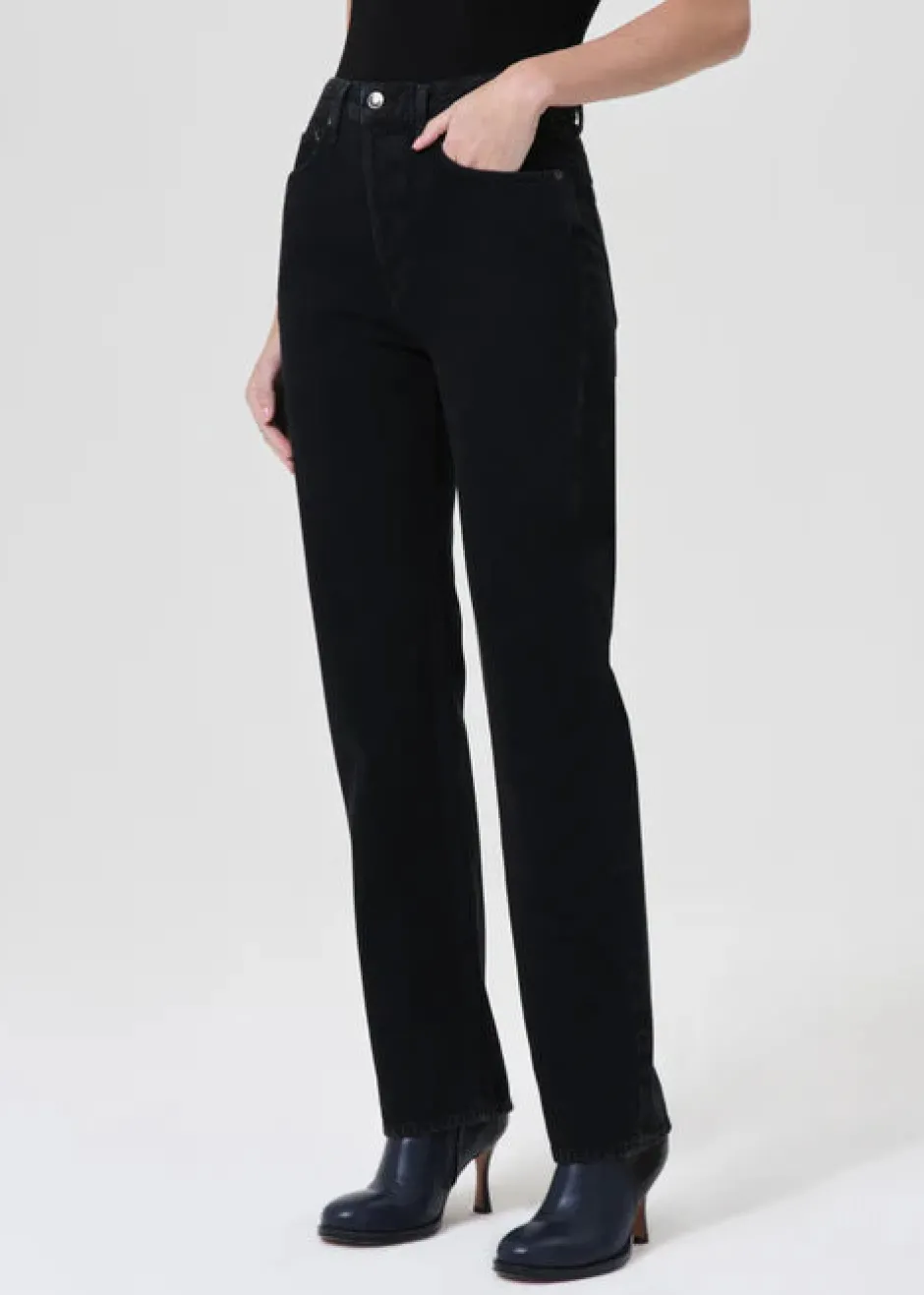 Online - 90's Pinch Waist High Rise Straight Long - Crushed High-Rise | Denim