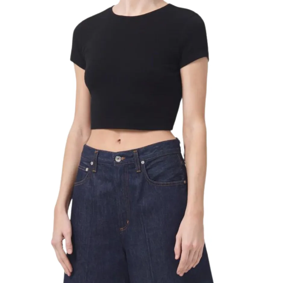 New - Savannah Tee - Black Crop Tops