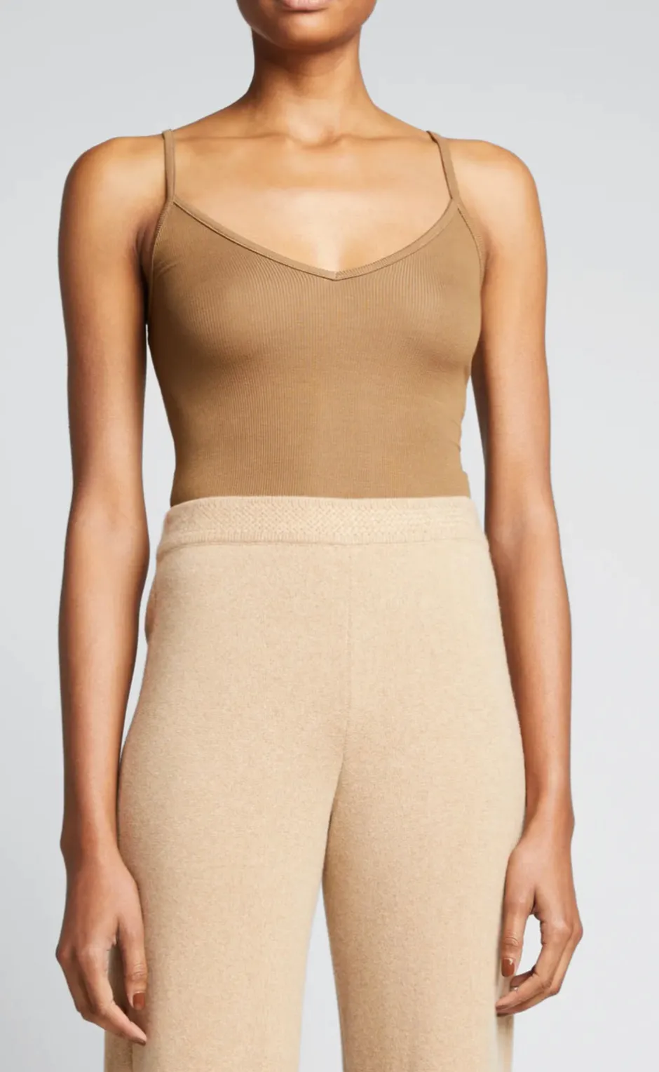 Sale - Spaghetti V Strap Bodysuit - Toffee Bodysuits