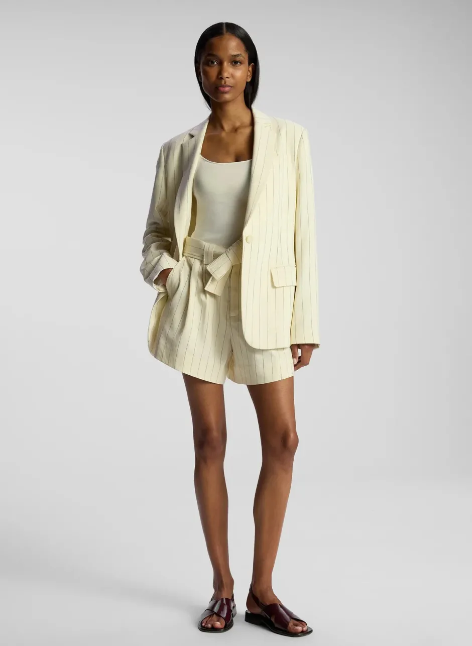 Hot - Dempsey Pinstripe Short - Cream/Black Stripe Shorts
