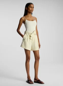 Hot - Dempsey Pinstripe Short - Cream/Black Stripe Shorts