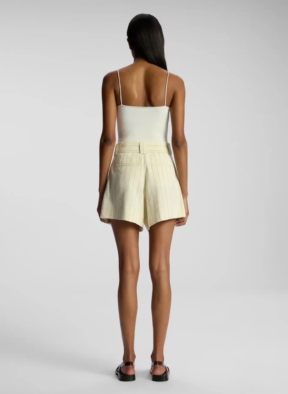 Hot - Dempsey Pinstripe Short - Cream/Black Stripe Shorts