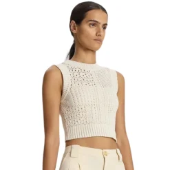 Discount - Sawyer Crochet Top - Bone/Cream Crop Tops