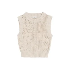 Discount - Sawyer Crochet Top - Bone/Cream Crop Tops