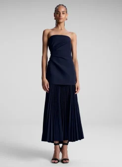 New - Austin Strapless Pleated Dress - Black Dresses | Long Dresses