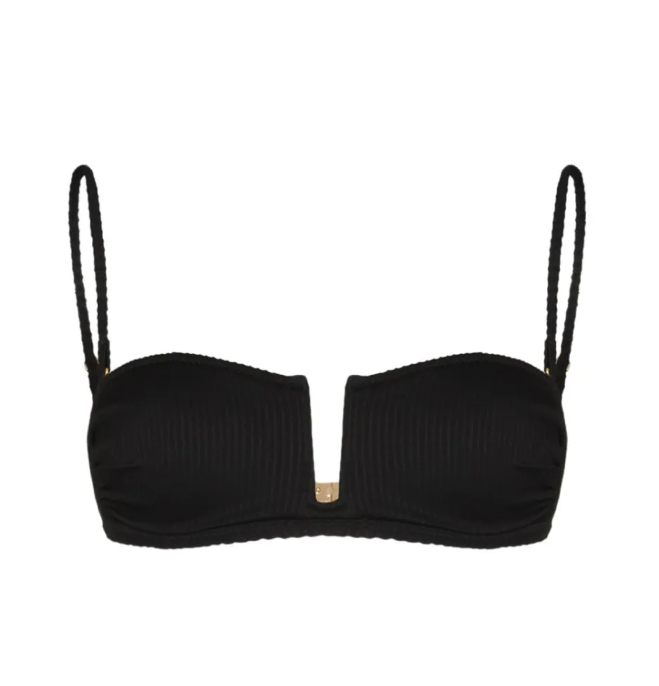 Fashion JENNA BIKINI TOP, BLACK RIB Bikini