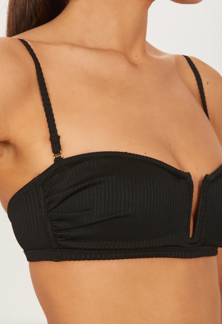 Fashion JENNA BIKINI TOP, BLACK RIB Bikini