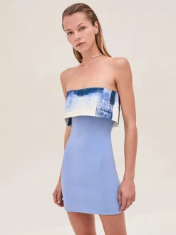 Hot - Nava Dress - Blue Brushstroke Mini Dresses | Dresses