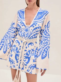 Hot - Noriko Dress - Sapphire Palm Mini Dresses | Dresses