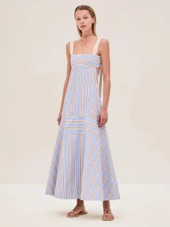 Sale - Talette Dress - Havana Stripes Midi | Midi Dresses
