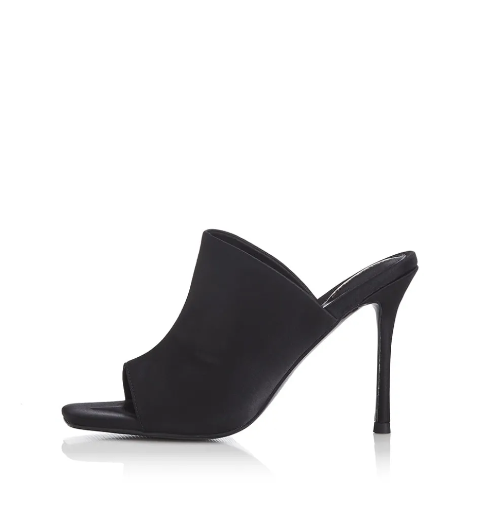 Hot - Misty Heel - Black Satin Shoes