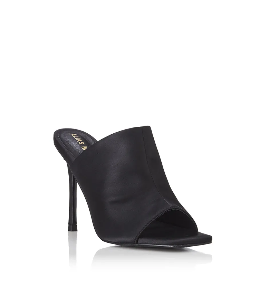Hot - Misty Heel - Black Satin Shoes