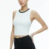 New - Andre Fitted Cropped Tank - Off White/Black Crop Tops