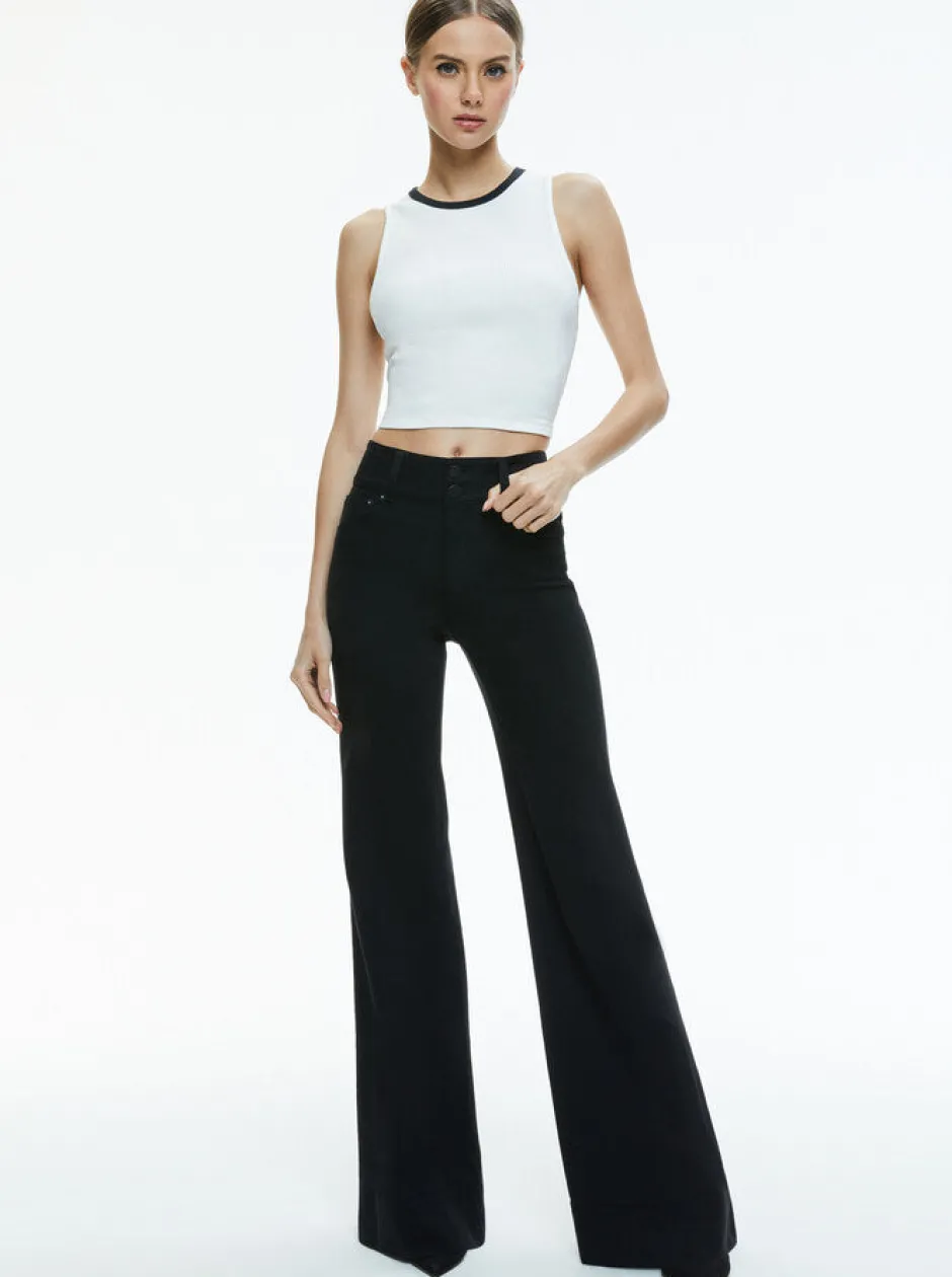 New - Andre Fitted Cropped Tank - Off White/Black Crop Tops