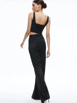 Hot - Breslin Corset Top - Black Pinstripe Crop Tops