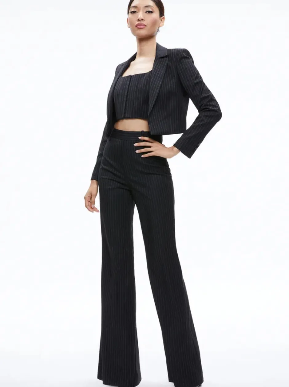 Hot - Breslin Corset Top - Black Pinstripe Crop Tops