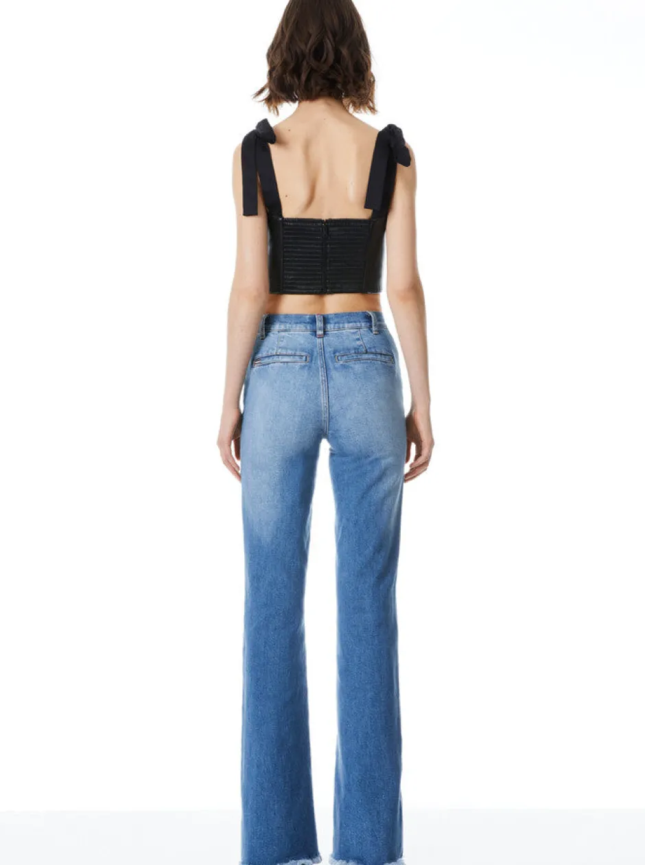 Hot - Cassidy Vegan Leather Tie Strap Top - Black Crop Tops