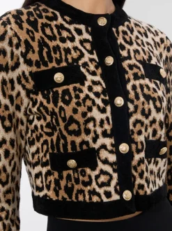 Outlet - Claira Leopard Cardigan - Catwalk Multi Animal Print | Sweaters & Knits