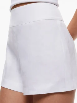 Clearance - Donald High Waisted Linen Short - White Shorts