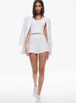 Clearance - Donald High Waisted Linen Short - White Shorts