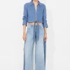 Fashion - Hannon Tie Front Blouse - Medium Indigo Chambray Blouses