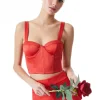 New - Jeanna Bustier Cropped Top - Bright Poppy Crop Tops
