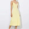 New - Kiro V-neck Slip Dress - Butter Midi | Midi Dresses