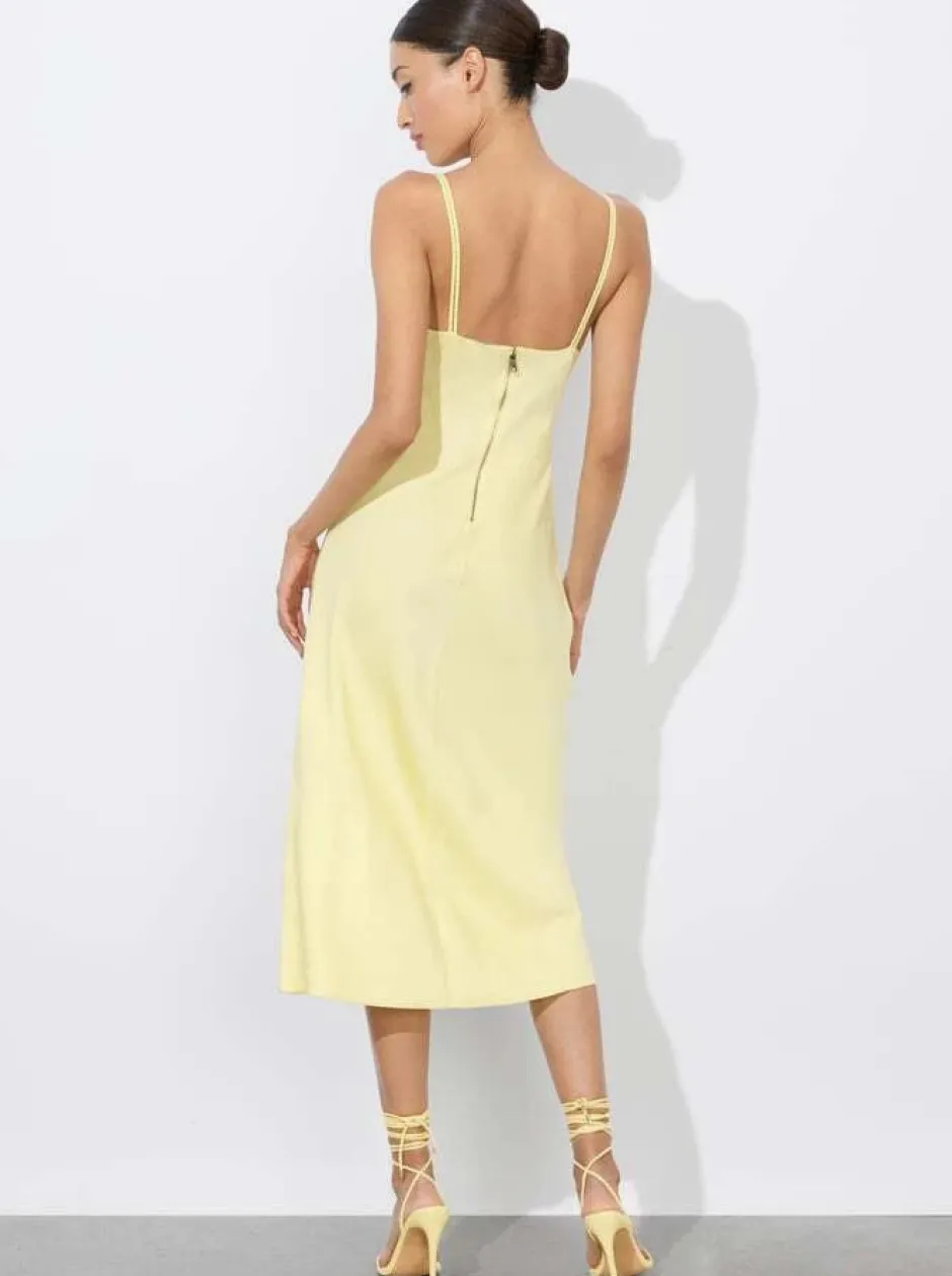 New - Kiro V-neck Slip Dress - Butter Midi | Midi Dresses