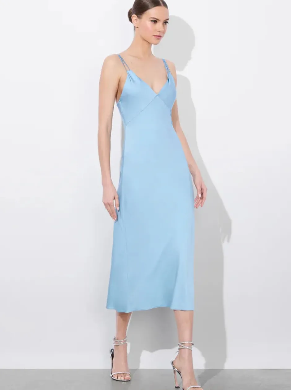 Best - Kiro V-neck Slip Dress - Mineral Blue Midi | Midi Dresses