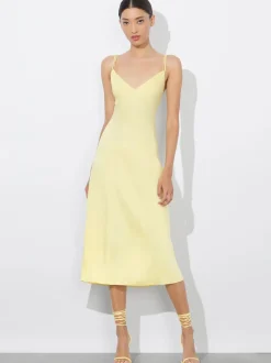 New - Kiro V-neck Slip Dress - Butter Midi | Midi Dresses