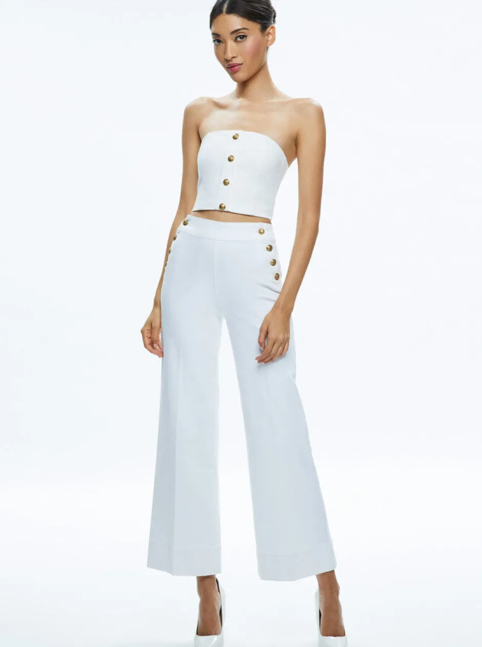 Hot - Mel Denim Button Up Bustier - Off White Crop Tops