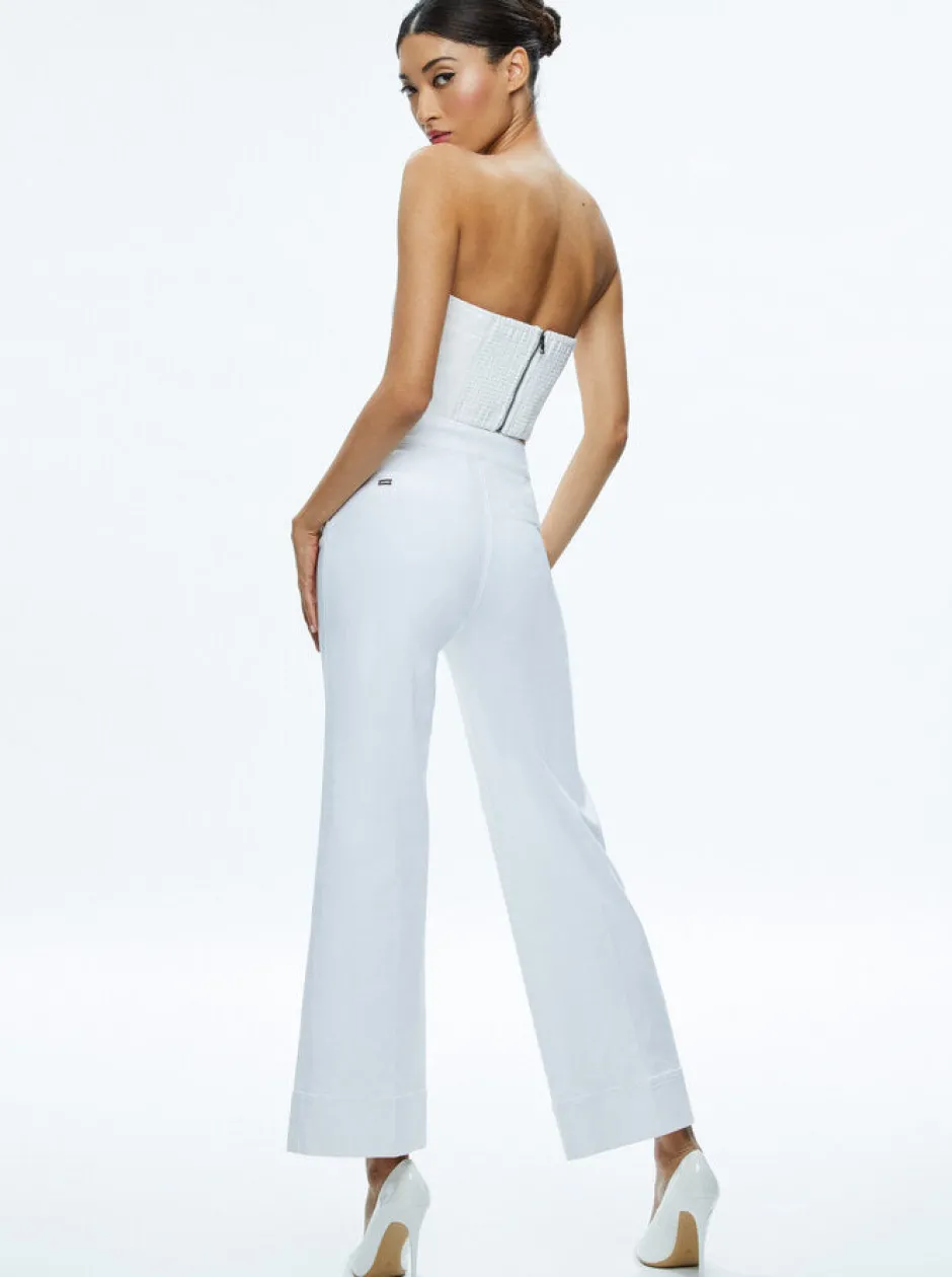 Hot - Mel Denim Button Up Bustier - Off White Crop Tops