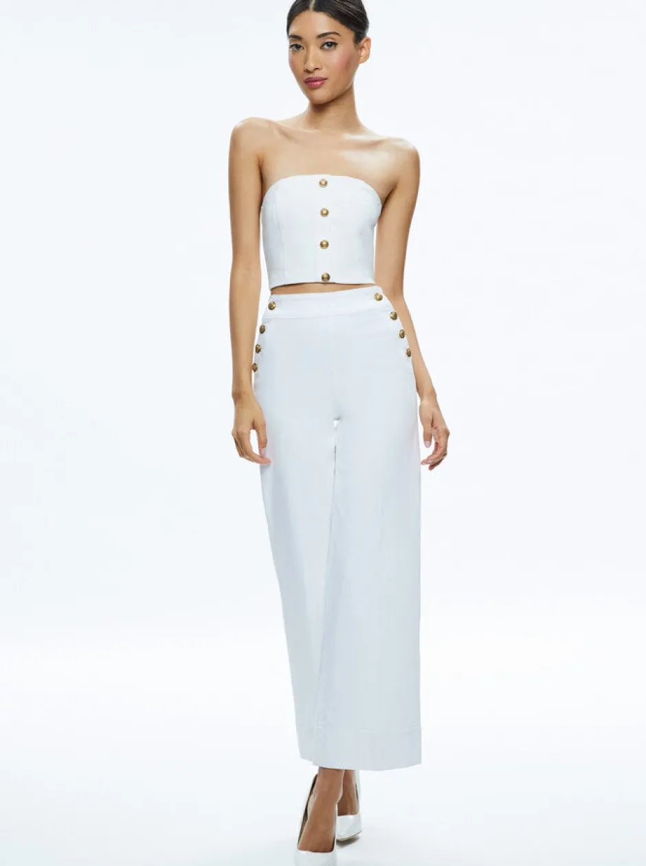 Hot - Mel Denim Button Up Bustier - Off White Crop Tops