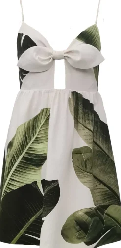 Online - Melvina Babydoll Dress - Jungle Palm Off White Dresses