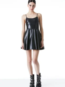 Outlet - Rome Vegan Leather Mini Dress - Black Dresses | Mini Dresses