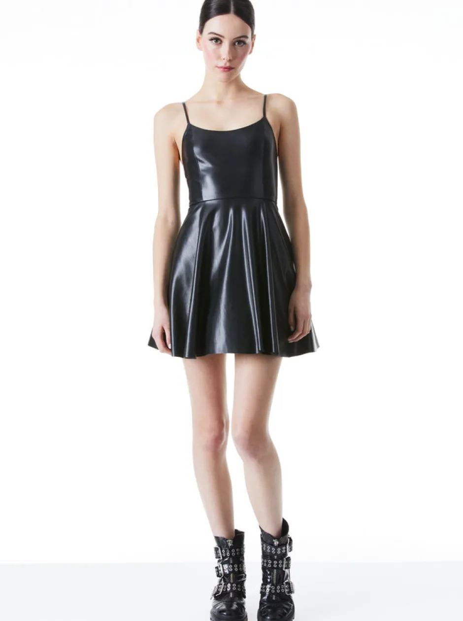 Outlet - Rome Vegan Leather Mini Dress - Black Dresses | Mini Dresses