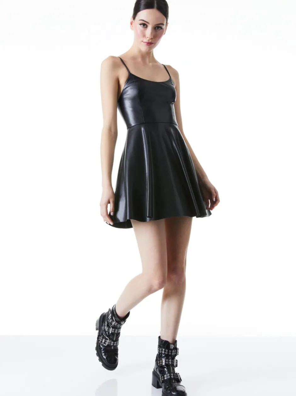 Outlet - Rome Vegan Leather Mini Dress - Black Dresses | Mini Dresses